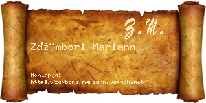 Zámbori Mariann névjegykártya